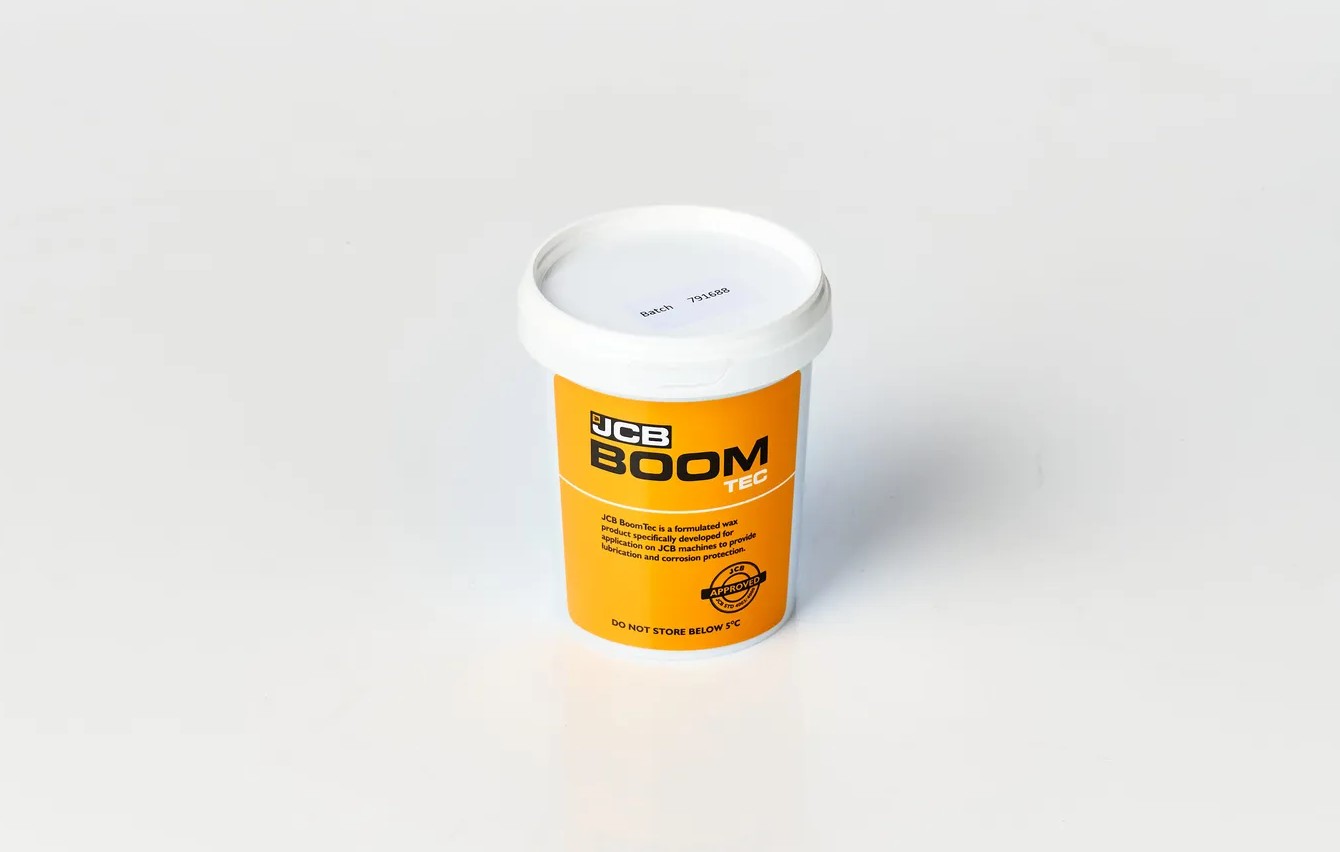 A pot of JCB BoomTec with a white background