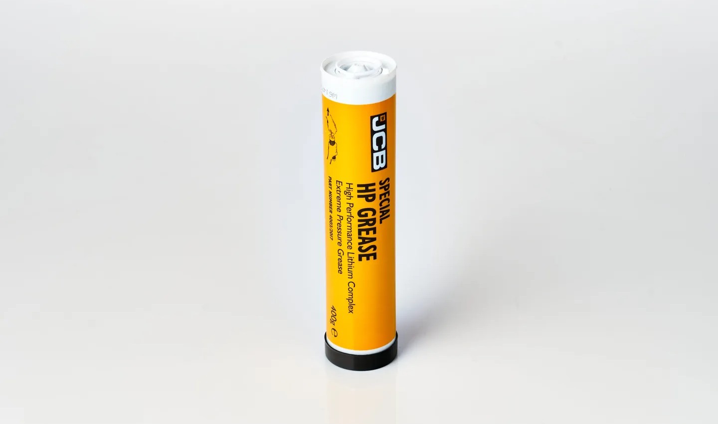 JCB Special HP Grease cartridge standing upright on a white background