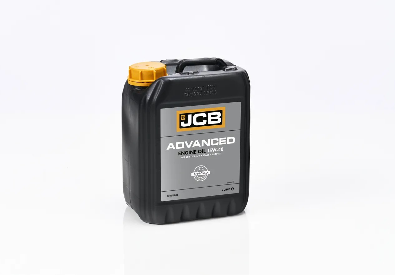 A Bottle of JCB Advanced Engine Oil 15w-40 with a white background